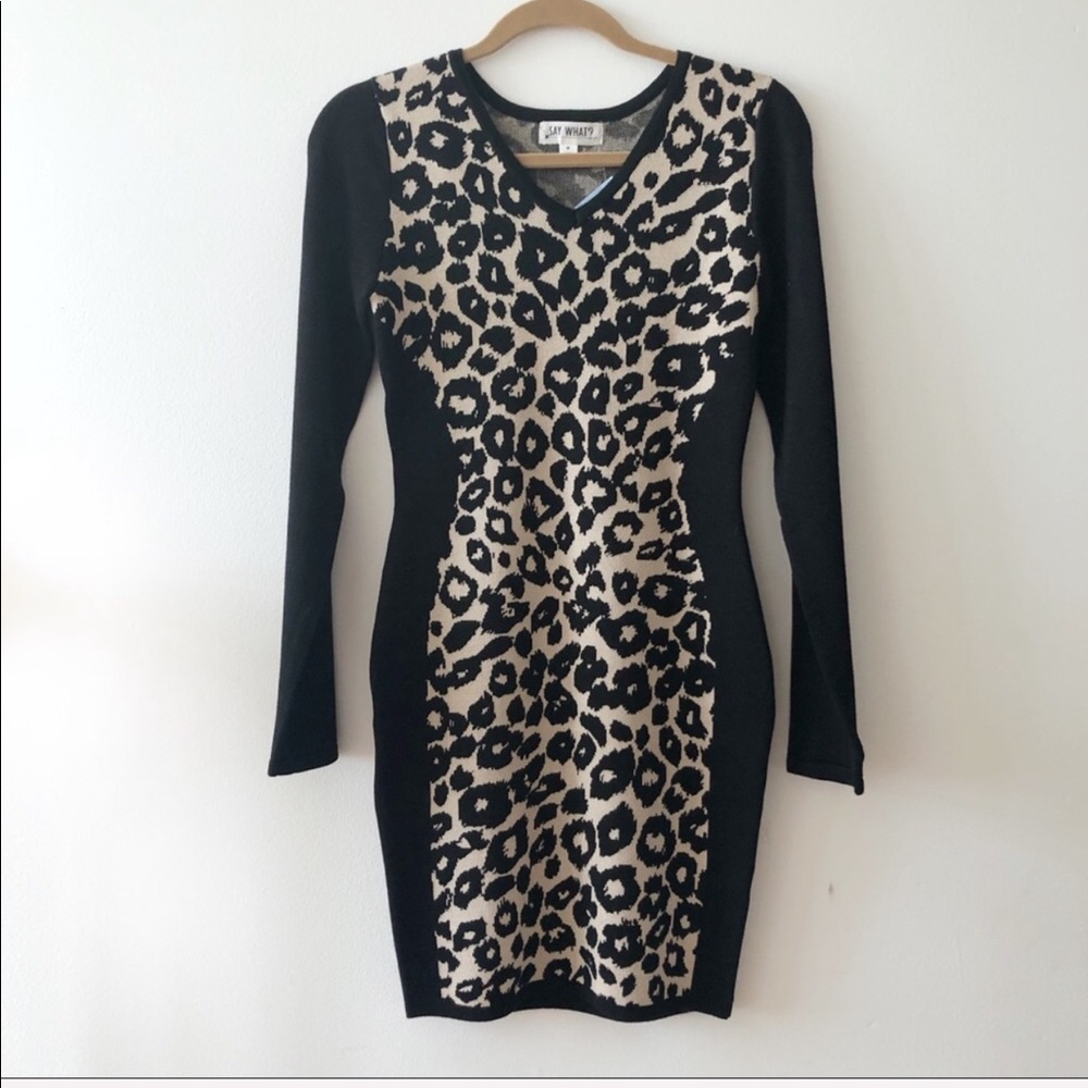 Say What Black Dress With Cheetah Print